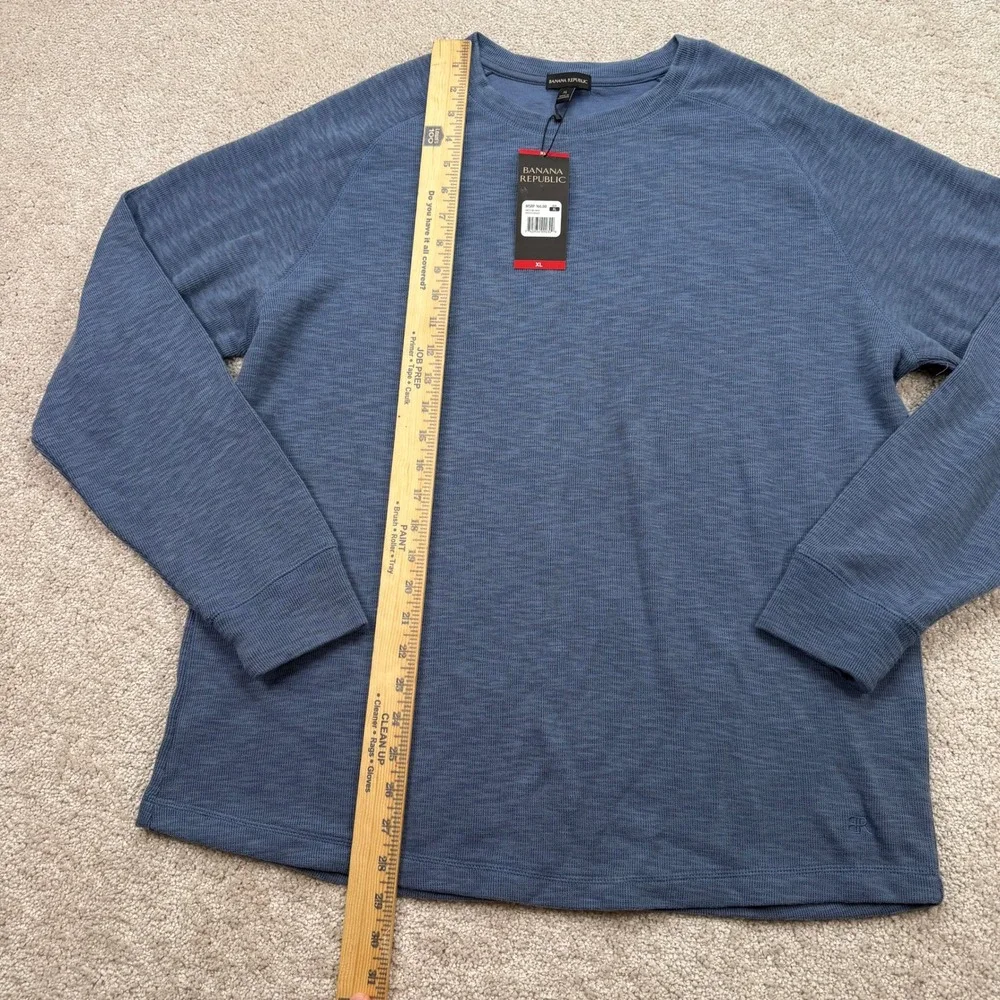NEW Banana Republic Mens XL Double Knit Crew Vintage Indigo Blue Sweatshirt